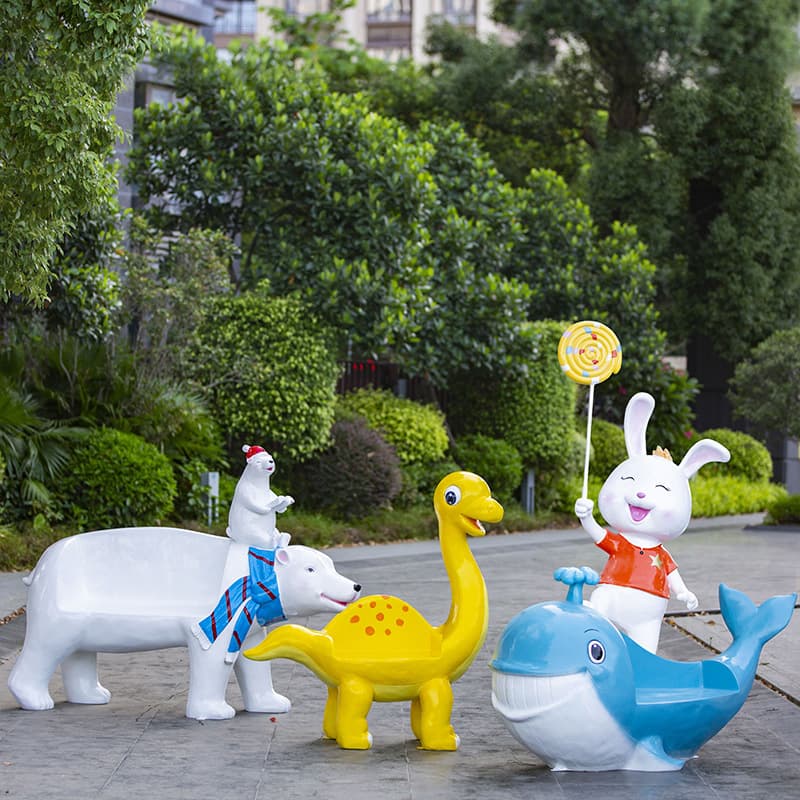 Outdoor Cartoon Giraffe Kindergarten Seat Shopping Mall Leisure Chair Garden Scenic Spot Fiberglass Sculpture Large Ornaments