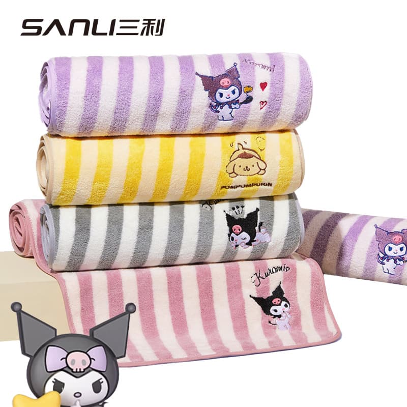 Sanli Towel & Sanrio Collaboration Kuromi Towel, Cinnamoroll and Pudding Dog Embroidered Face Towel, Cross-border Washcloth
