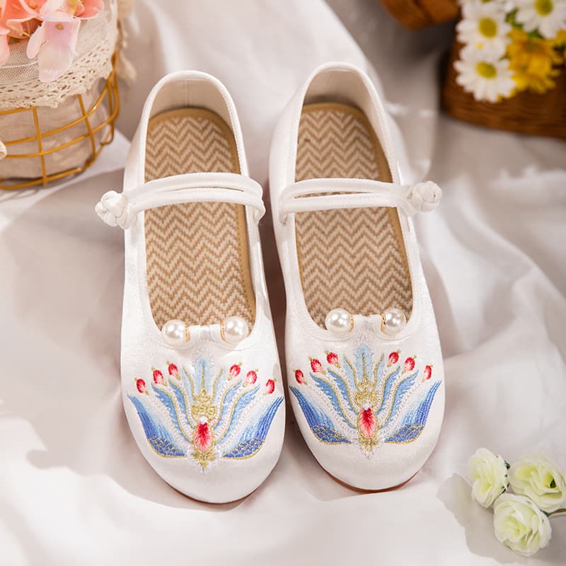 Chuque 2024 Spring New Chinese Style Children's Girls' Shoes and Hanfu Performance - Paired with Embroidered Shoes for Girls' Ancient Style Hanfu Shoes