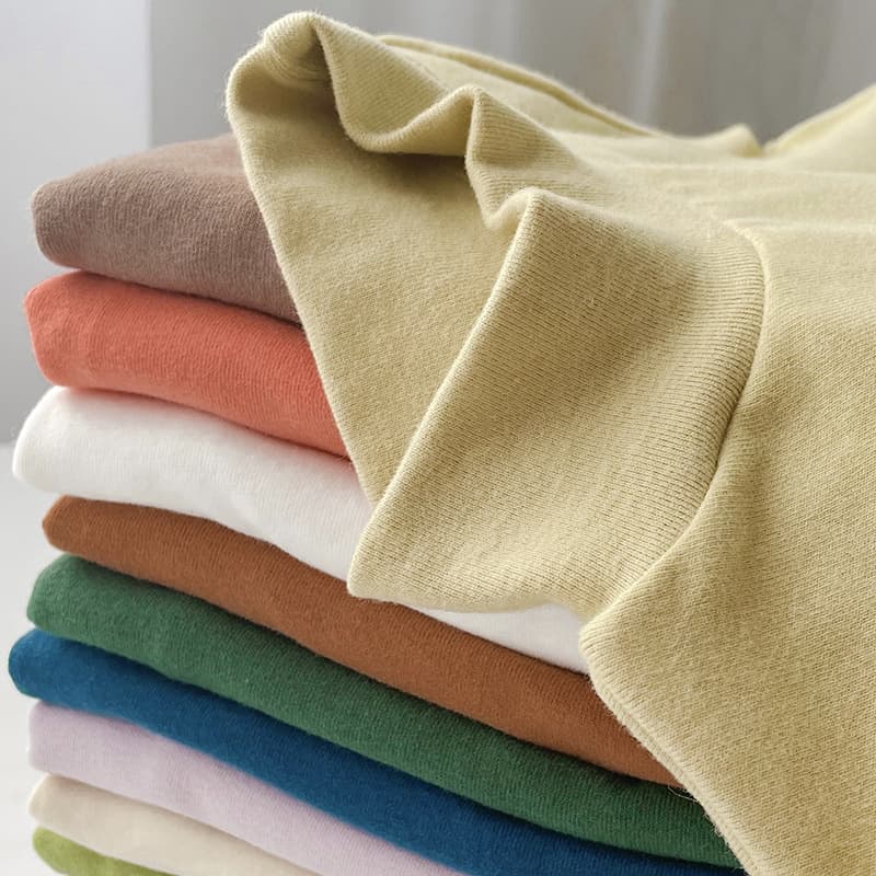 Children's Cotton Brushed Mid-Neck Base Layer, Unisex Kids' Spring/Autumn Base Layer Pullover Semi-High Neck Versatile Solid Color Long-Sleeve T-Shirt