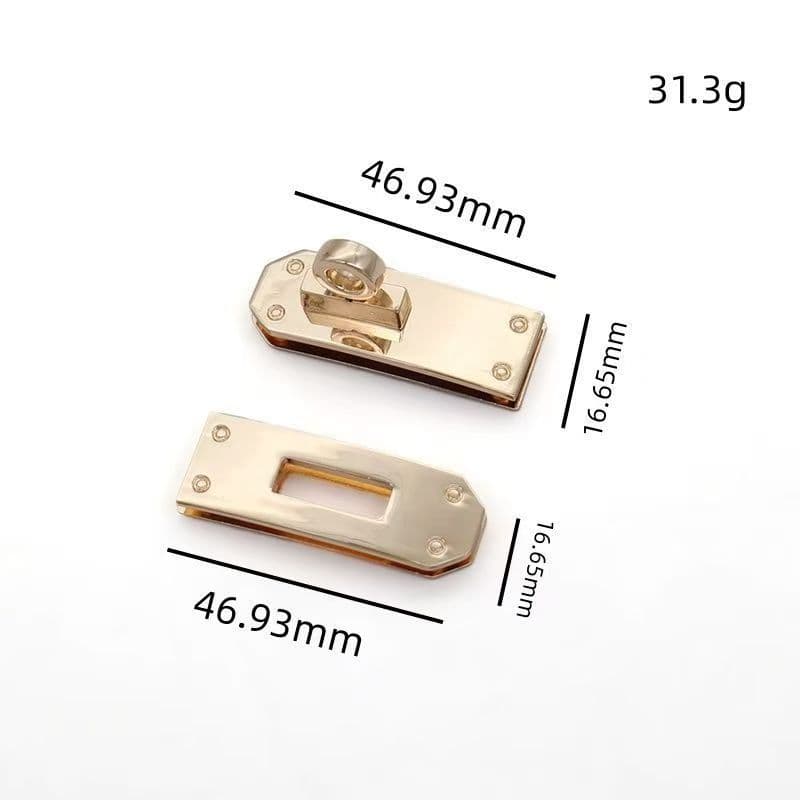 Women's bag blade-shaped rectangular pointed twist lock two-hole black gold and silver gilt hardware accessories screw cap buckle