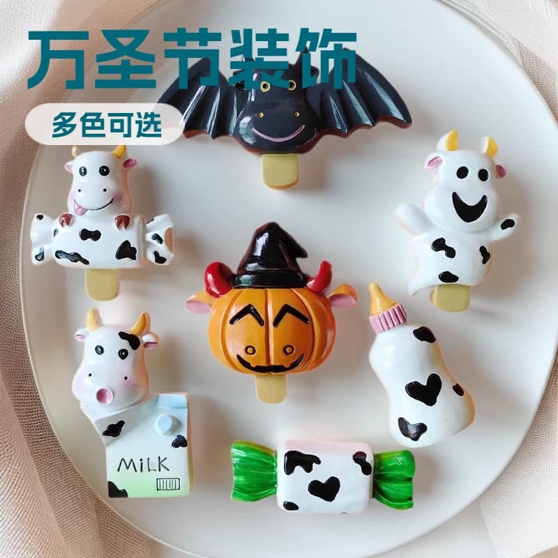 Cartoon Cute COS Cow Box Refrigerator Magnet Halloween Bat Pumpkin Ghost Refrigerator Magnet Decorative Magnet