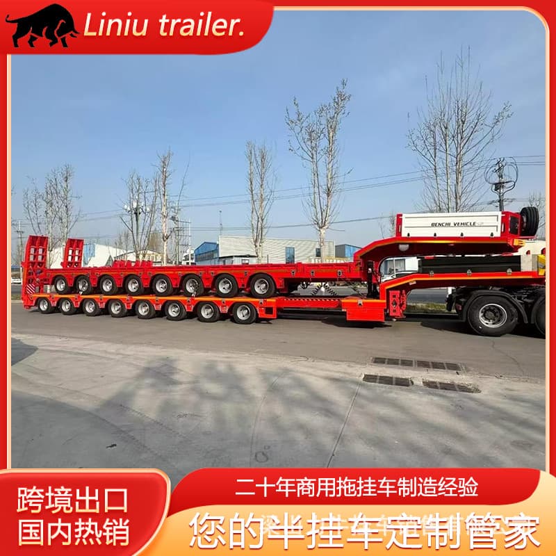 Export supply of hydraulic axle semi-trailers for heavy transport, wind turbine tower transport, and hook-lift flatbed semi-trailers.