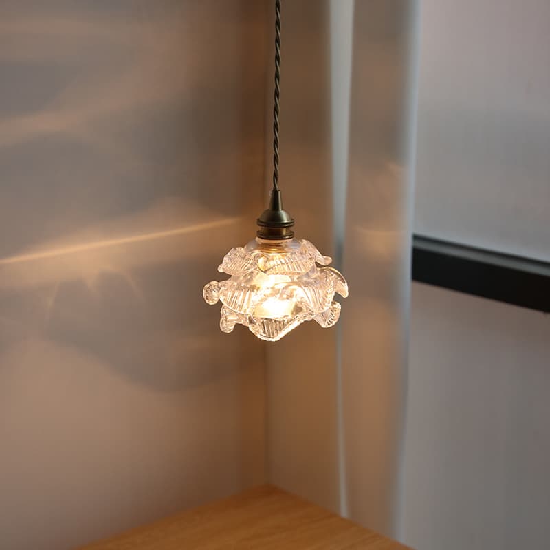 American retro rose flower glass chandelier French literary brass bay window Nordic simple bedroom bedside chandelier