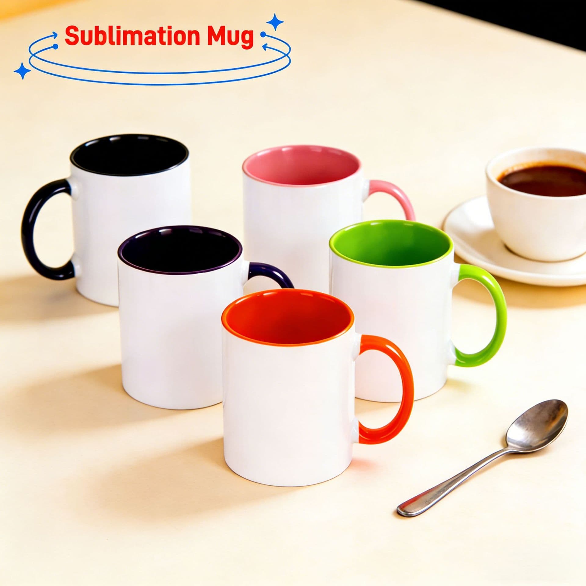 11oz ceramic mug, inner color handle, sublimation mug heat transfer sublimation cup, Grade A export mug