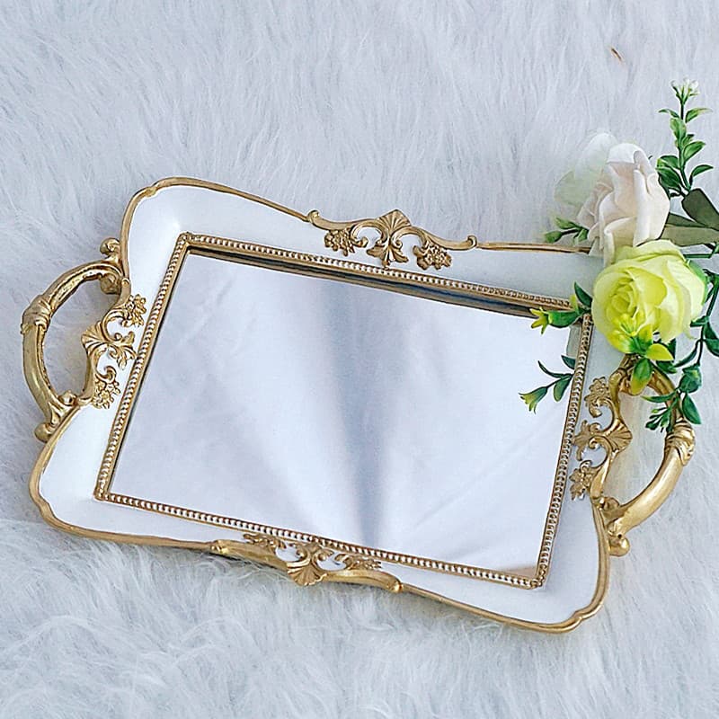 Jewelry tray ins style retro glass mirror tray jewelry jewelry display shooting props decoration storage tray