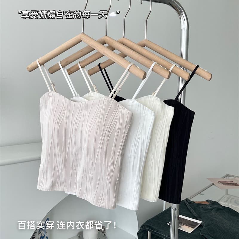 Summer Ice Silk Women's Backless Camisole with Built-in Pads, Tube Top, Strapless Bra, Wear-Out Style
