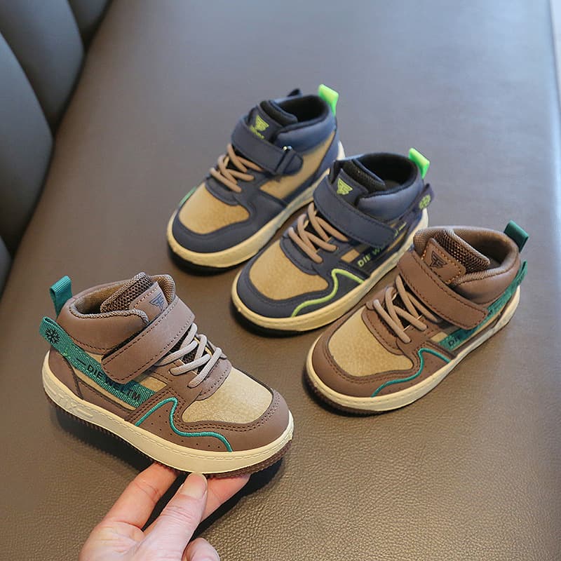 Children's Sports Shoes 2024 Spring/Autumn New Style Boys and Girls Casual Shoes High-Top Mid-Top Toddler Kids Skate Shoes Soft Sole Baby Shoes