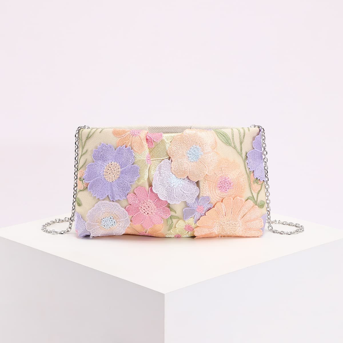 Women's Pleated Clutch Bag with Mesh Gradient, Beaded Tube Sequins, Pearl Embellishment, Glamorous Evening Bag for Vacation and Banquet