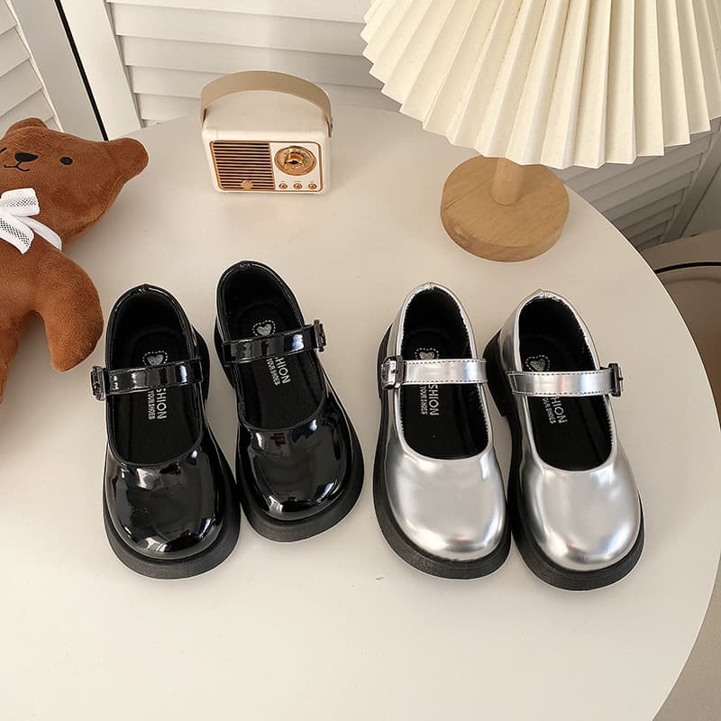 Children's Shoes 2026 Spring/Autumn New Style Patent Leather Shoes with Sequins Girls JK Uniform Shoes Baby Loafers to Match Skirts