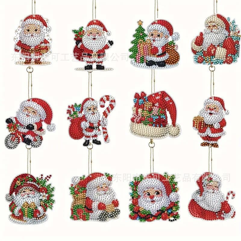 5D Christmas Diamond Painting Keychain DIY Rhinestone Craft Cross-border Amazon Source Factory Shein Wholesale High Volume