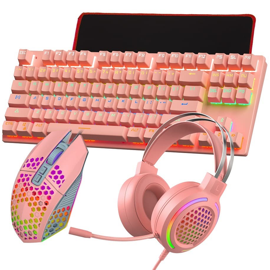 Mechanical Keyboard, Mouse, Headset, Mouse Pad, Speaker 5-Piece Set 4-in-1 Gaming Wired Keyboard and Mouse Amazon Private Model