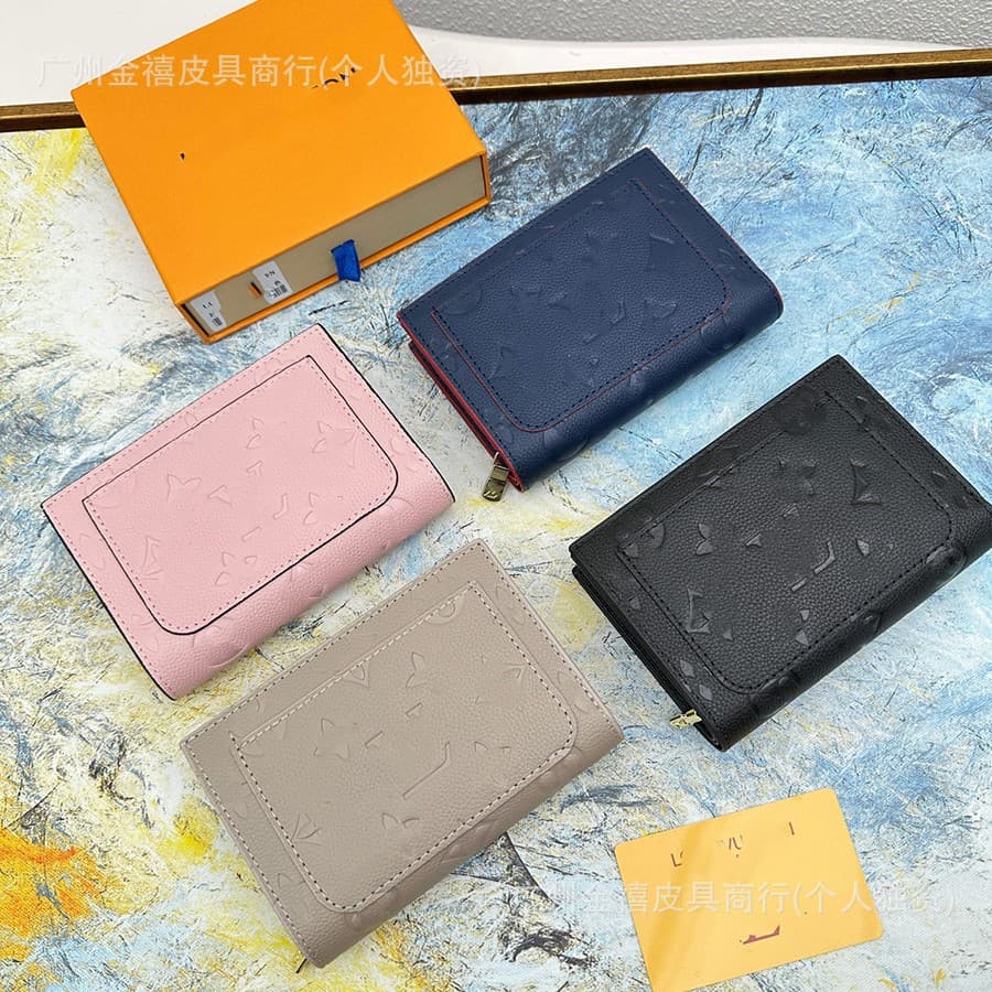 Best-selling Export Style LV New Genuine Leather Cléa Coin Purse Bifold Zip Wallet Embossed Card Holder Clutch Bag