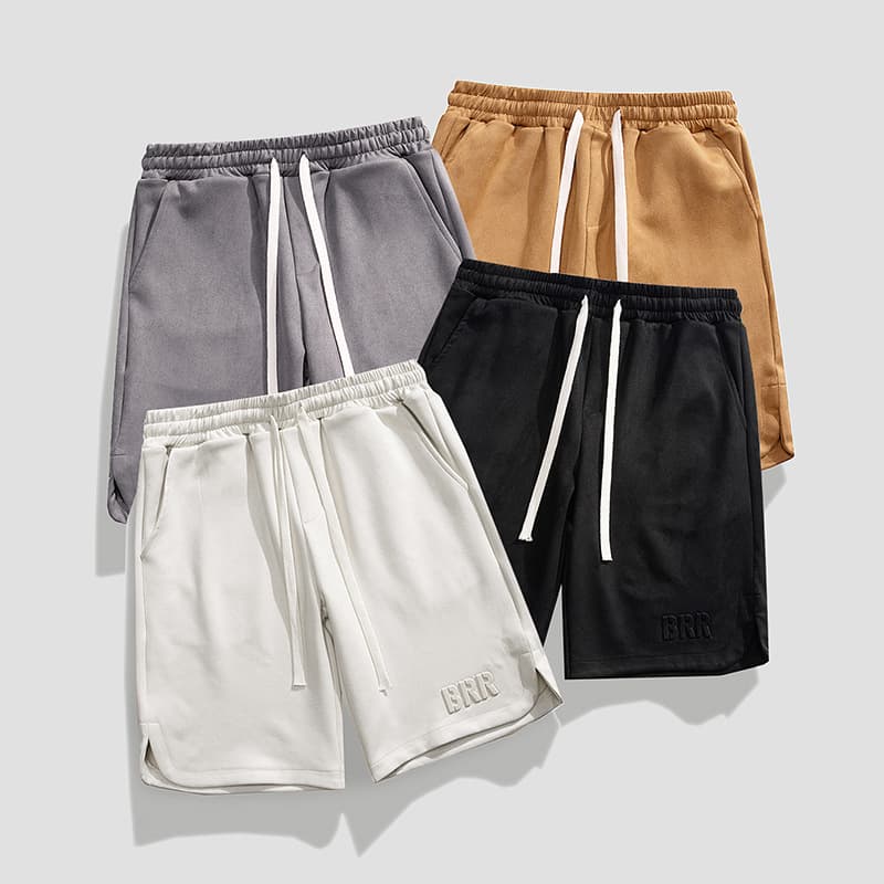 Suede Shorts for Men, Big Size Loose Fit, Plus Size Casual Sweatpants, Outdoor Sports Beach Shorts