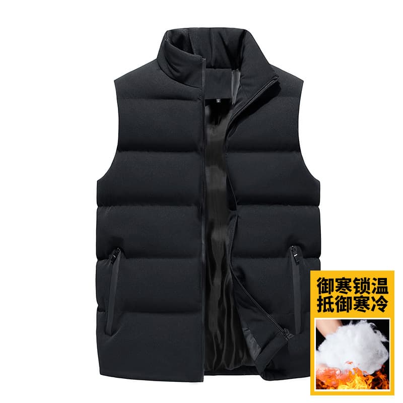 Winter Men's Sleeveless Cotton Vest Stand Collar Sweatshirt Sports Cotton Clothing Youth Casual Stand Collar Vest Jacket