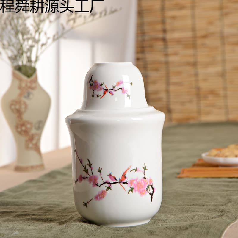 Promotional Home Wine Warmer Set Ceramic Hot Wine Pot Warmer Wine Dispenser Yellow Wine Cup White Wine Set