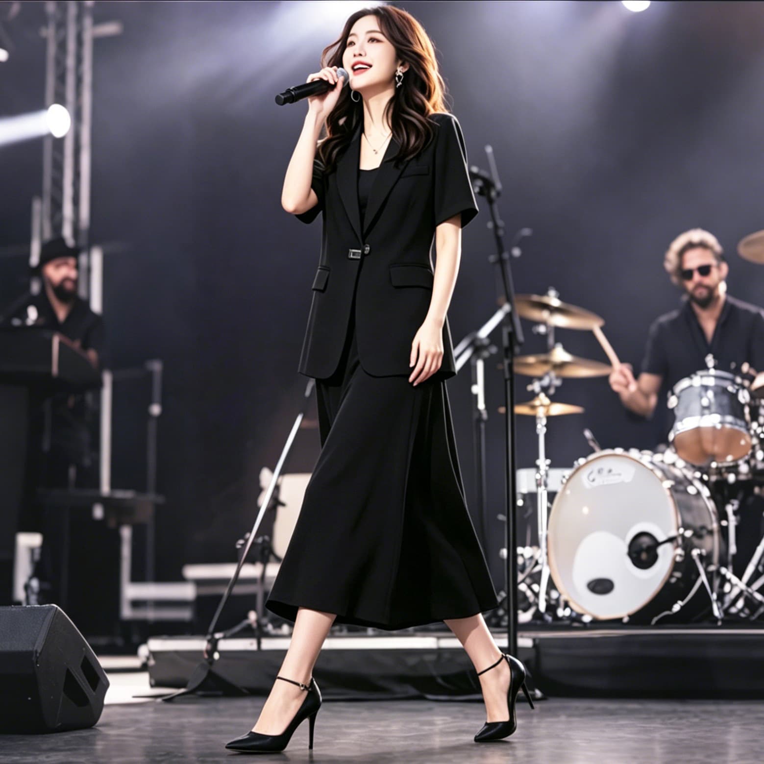 XZ156 Suit Plus Size Women's Thin Satin Suit Korean Style Fat MM Short Sleeve Suit Sun Protection Shirt Jacket Women