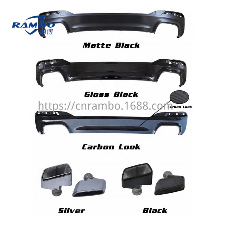 Suitable for Bmw 5 Series G30 Matte Black Perofrmance Style Glossy Diffuser with Tail Pipe