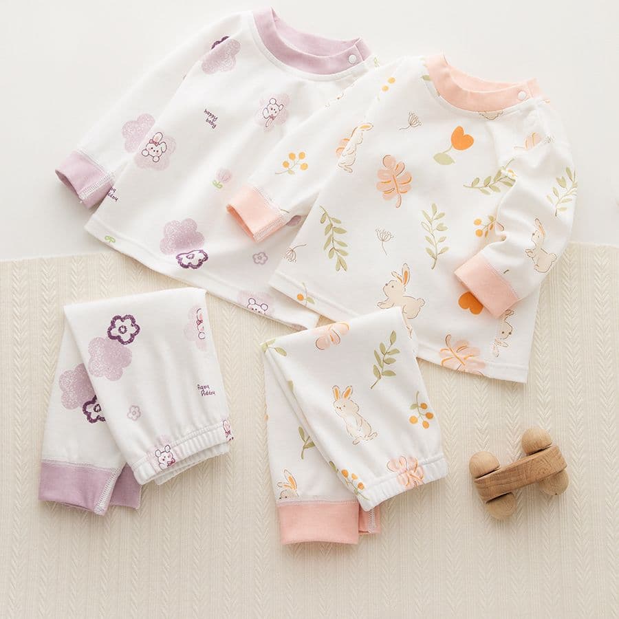 Pure Cotton Baby Autumn Clothesuit Long Sleeve Warm Bras Split Homewear For Men Women's Kids Sleepwear Base Layer