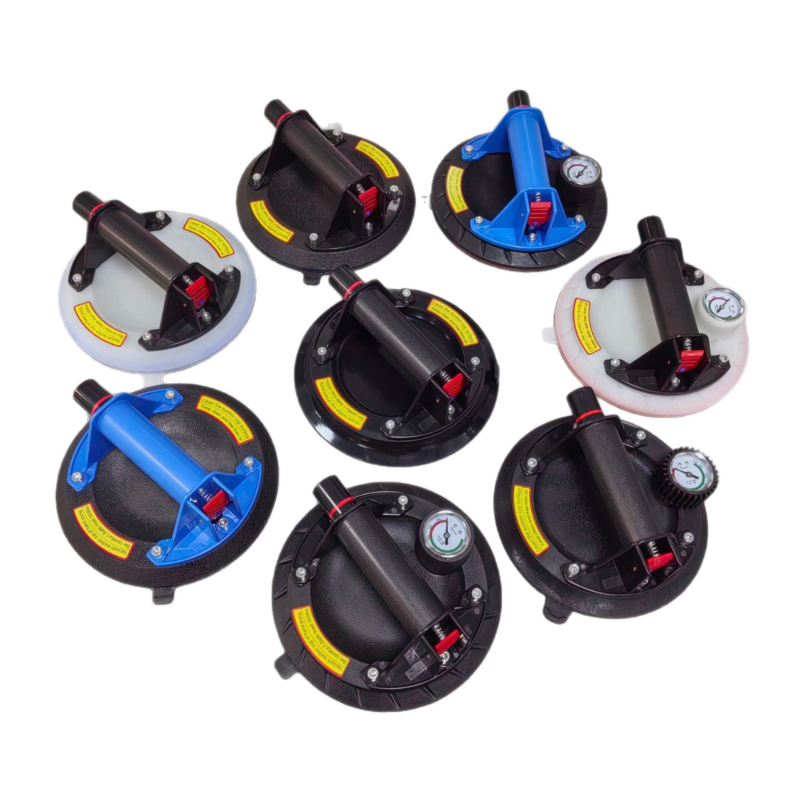 Vacuum Suction Cup 8-Inch Air Pump Auto Refill Electric Start-Stop Heavy-Duty Lifting Handle Pump for Glass and Tile Suction Cup