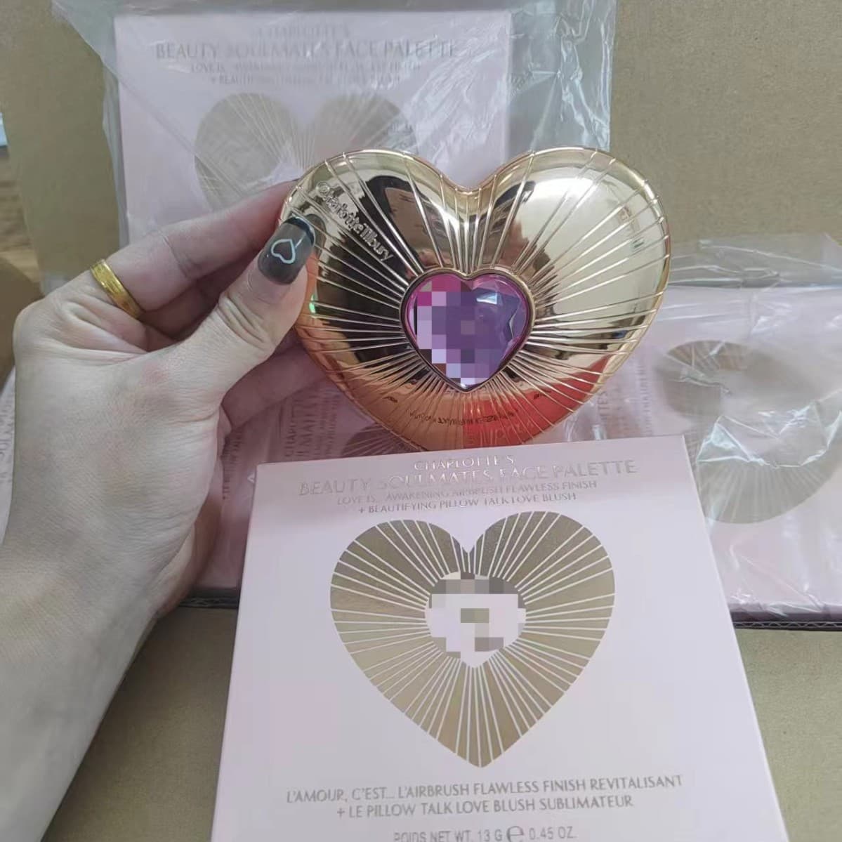 Cross-border CT dual-color heart-shaped blush palette 13g shades PINK# Rose Pink, PEACH# Bean Red