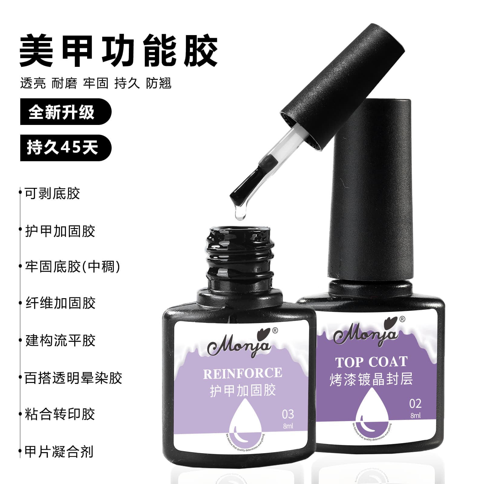 Cross-border Supply Nail Gel Construction Base Gel, Reinforcement Gel, Smudge Gel Set Nail Functional Gel Factory Direct