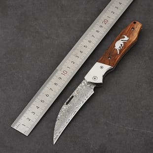 Damascus Folding Knife Outdoor Pocket Knife Portable Multi-function Small Knife Fruit Knife Peeling Knife Foldable Carry