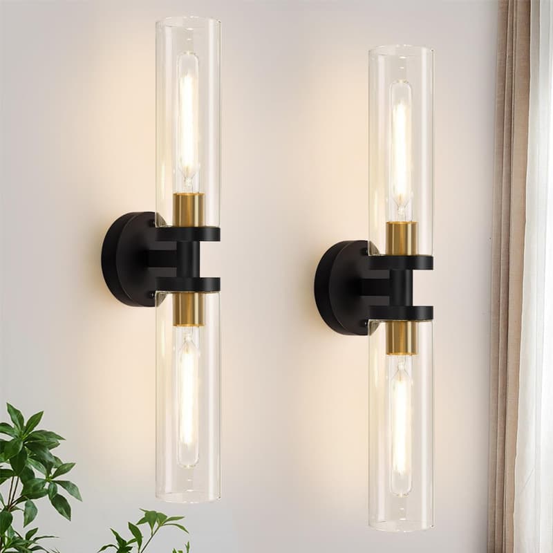 Amazon Bestseller American Minimalist Retro Style Hallway Bathroom Vanity Light Bedroom Bedside Wall Sconce Glass Tube Wall Lamp
