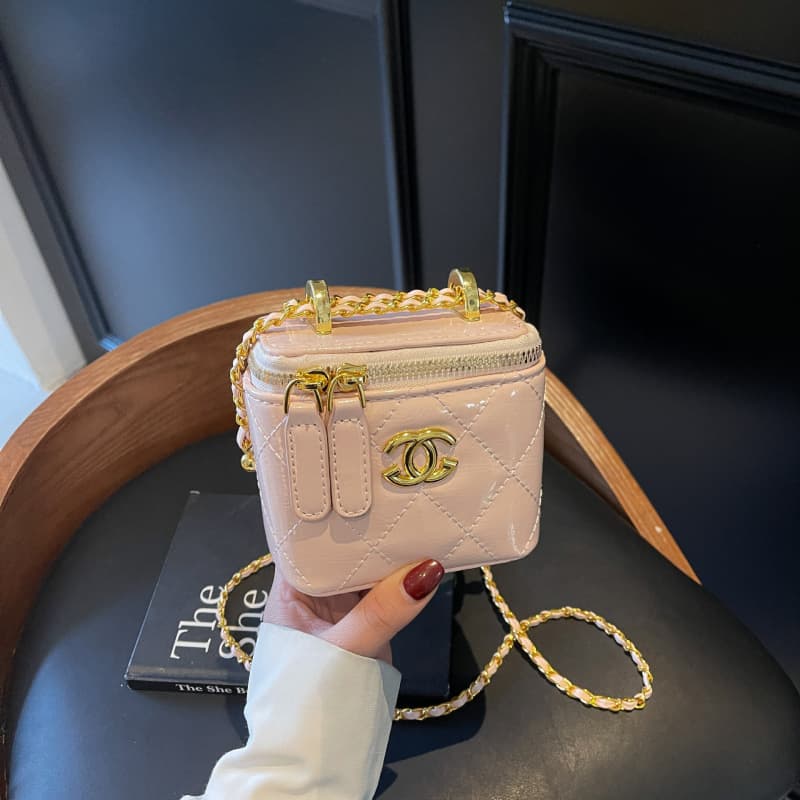 Xiaochan-style diamond pattern handbag, women's crossbody bags, trendy versatile single-shoulder box bag, small square bag, chain crossbody bag