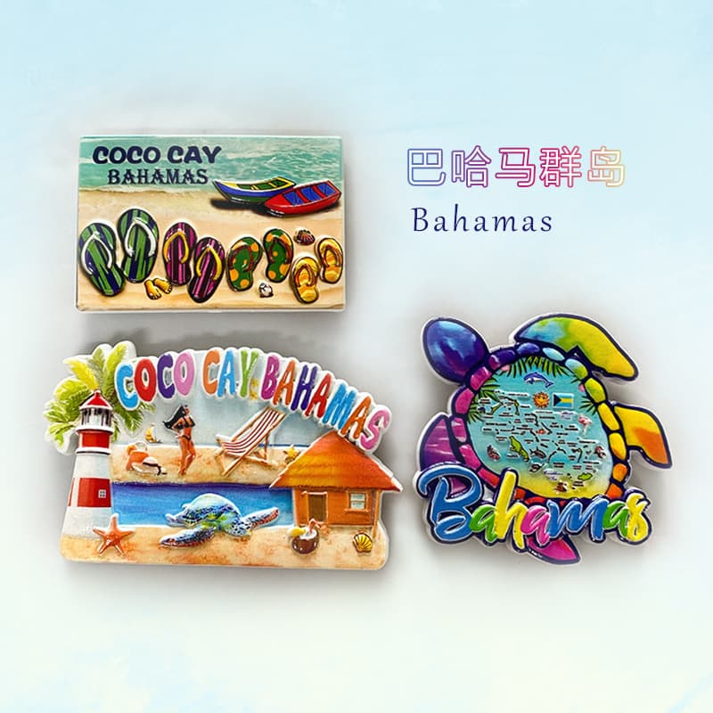 Cross-Border Bahamas Refrigerator Magnets, Cultural Creative Tourism Souvenirs, 3D Home Decor, 3D Painted Refrigerator Magnets