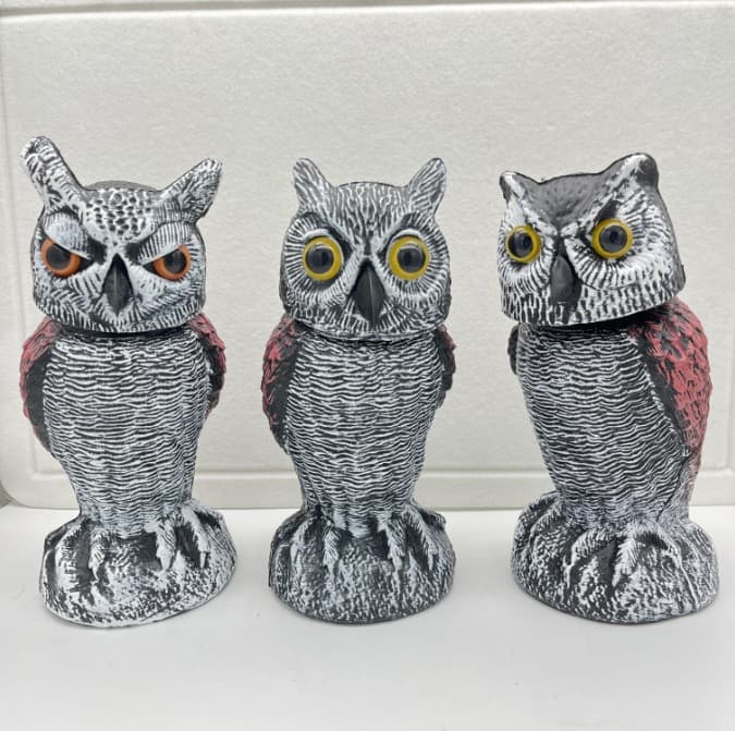 Lifelike Owl Decoy Bird Repellent 360° Rotating Scarecrow for Outdoor Garden Balcony Porch
