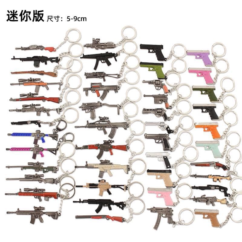 Chicken weapon peripherals Mini MK14awm 98k Glock SKS revolver m416 toy keychain set