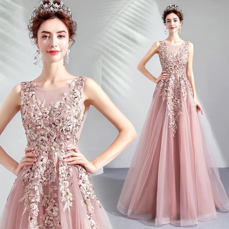 Banquet Evening Gown Soft Pink Princess Bride Wedding Toast Dress Evening Party Performance Gown Student Art Exam Summer