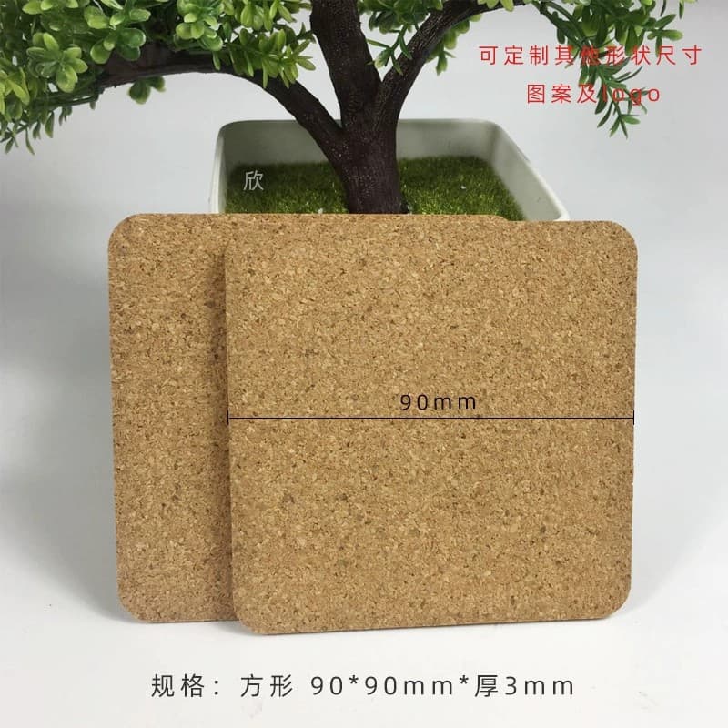 Cork Pad Square Round Cork Coaster Desktop Heat Insulation Non-Slip Table Protection Pad Cork Pot Pad Rounded Edge