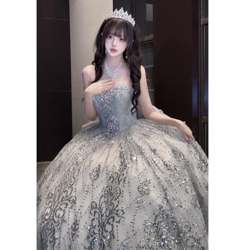 Starry Galaxy Lolita Evening Dress Sparkly Student Adult Prom Princess Gown Party Host Art Exam Wedding Dress