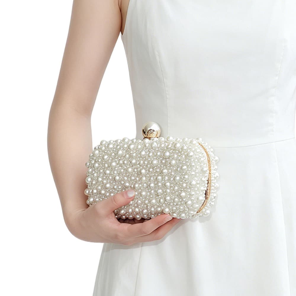 European and American cross-border pearl evening bag, heavy pearl handmade bag, elegant versatile dress, high-end single shoulder crossbody bag
