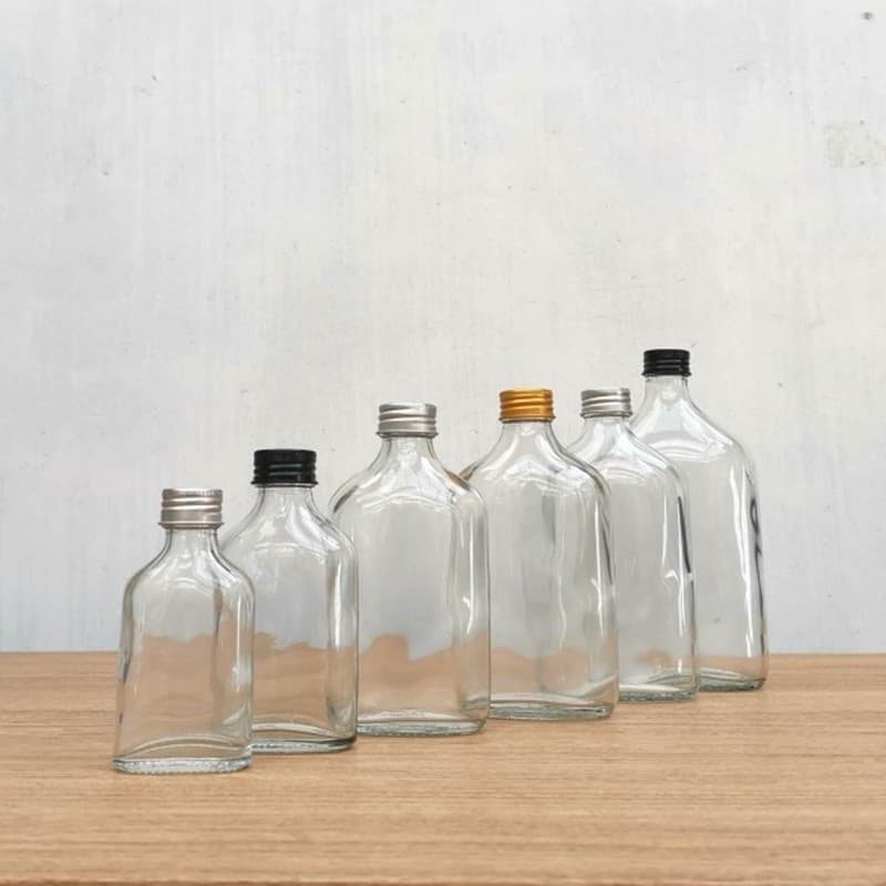 50ML 100ML 200ML Flat Glass Bottle, Popular Juice Cold Brew Tea Bottle, Cold Brew Coffee Bottle Wholesale