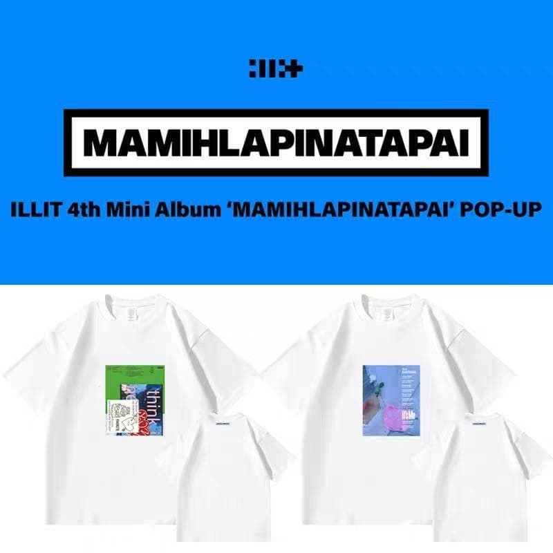 YUNAH's same ILLIT fourth album MAMIHLAPINATAPAI T-shirt album color picture print pure white loose