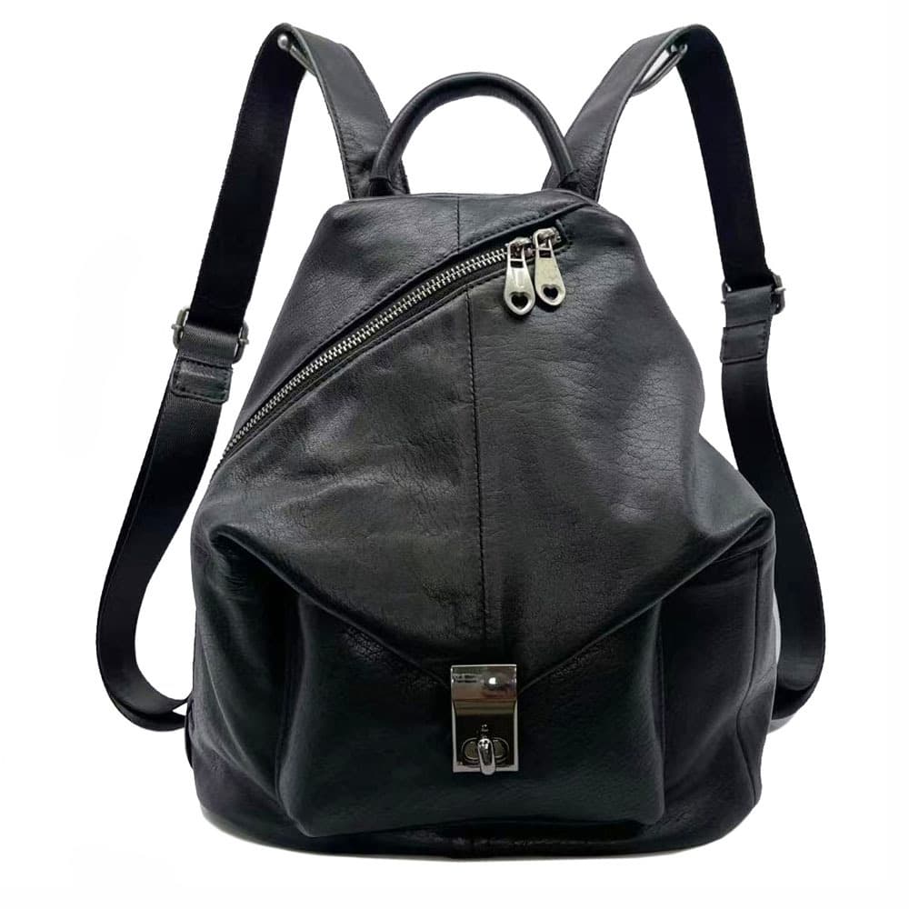 Genuine Leather Backpack for Women Black Top Layer Cowhide Ladies Backpack Trendy Fashion Versatile Soft Leather Bag Factory Wholesale
