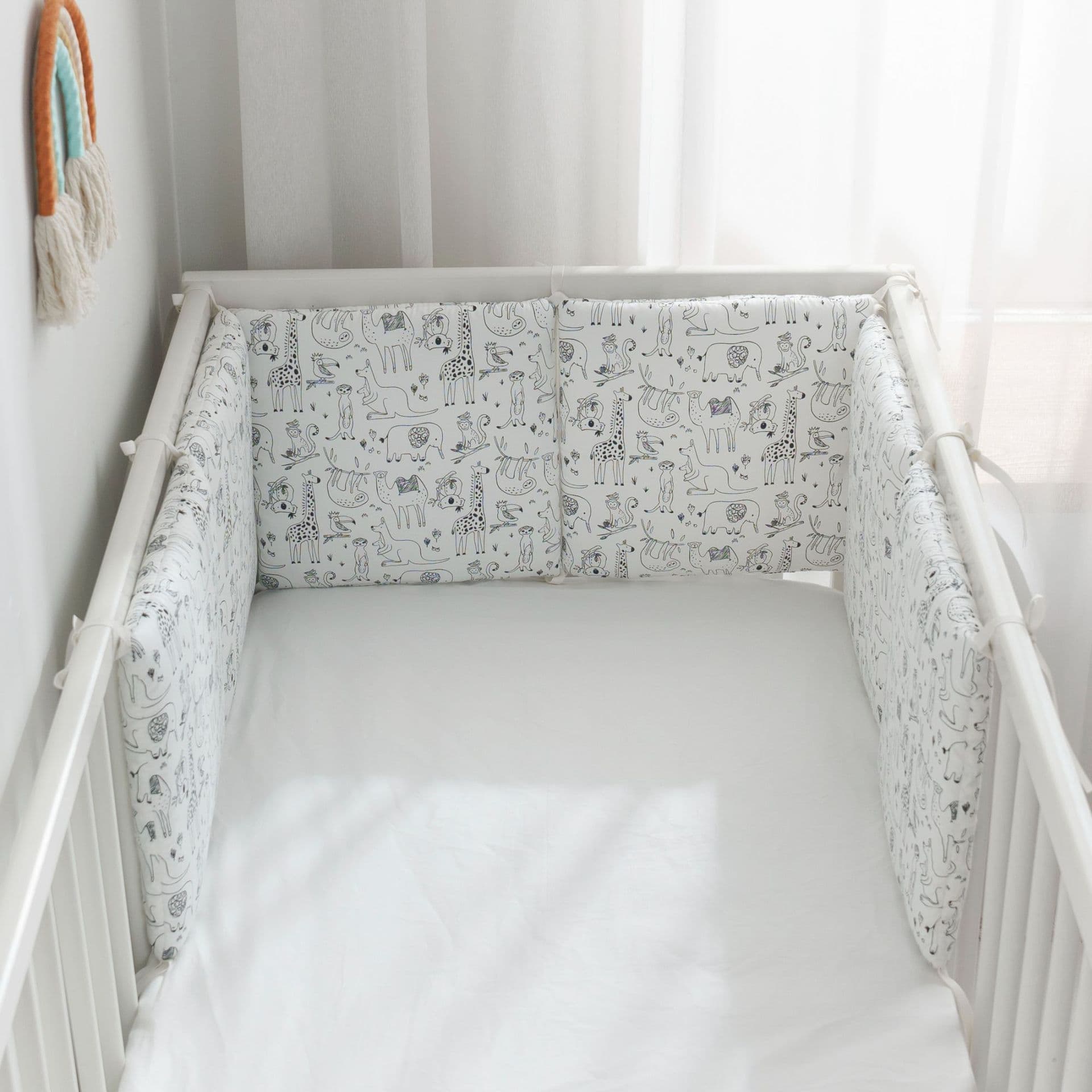 Pure Cotton Bed Bumper Newborn Bedding Baby Anti-Collision Fence Simple Animal Pattern 30*30*6 One-Piece Washable
