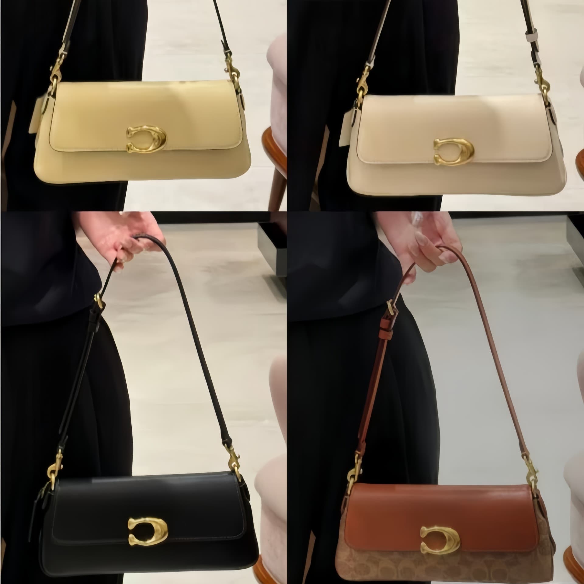 Kou Jia Outlet New JET BAG Trapezoid Small Square Bag Baguette Bag Vintage Fashion Flap Shoulder Crossbody Underarm Bag