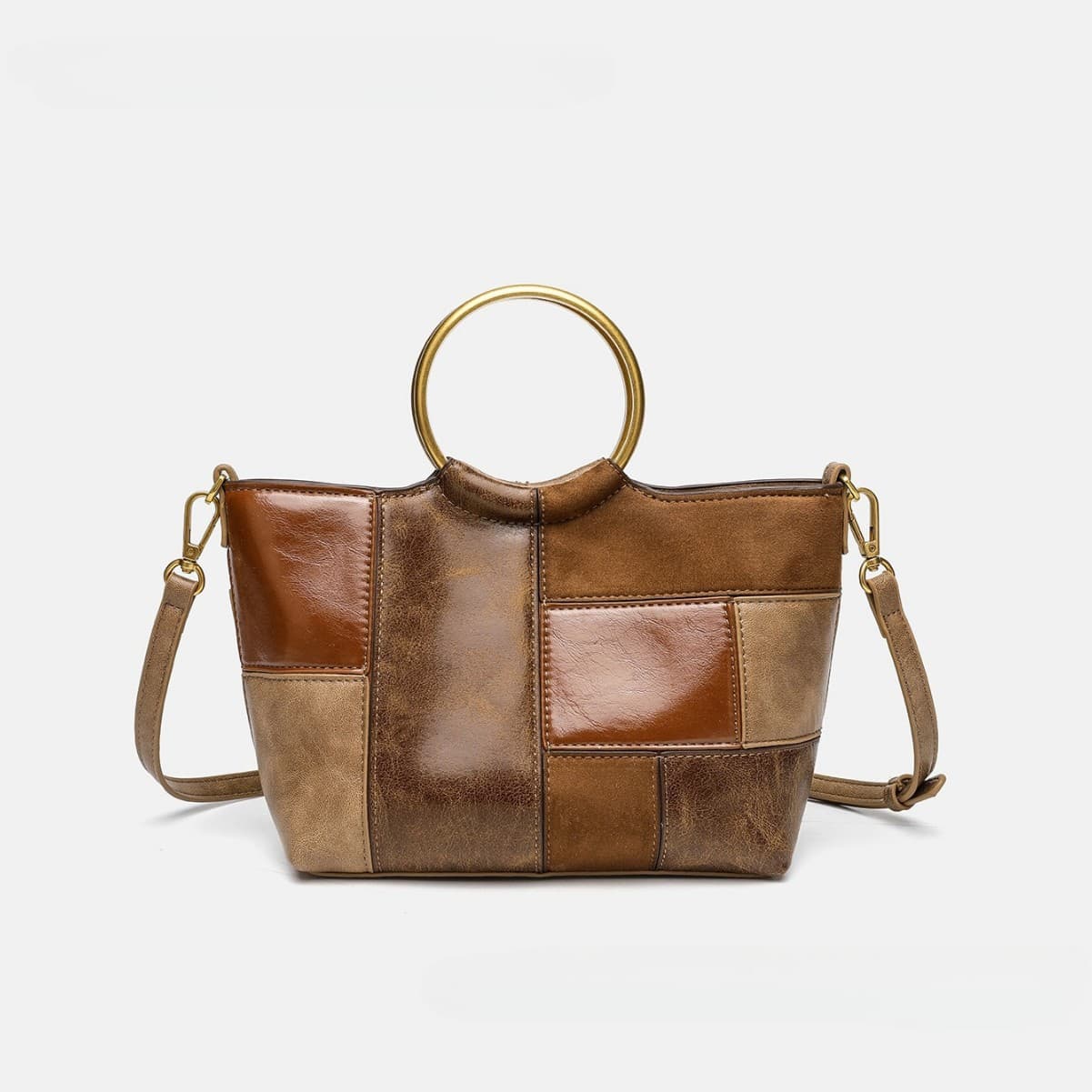 ZR Bag 2025 Winter Versatile Metal Handle Bag Color Block Hard Mini Fashion Crossbody Bag Commuter Tote Bag