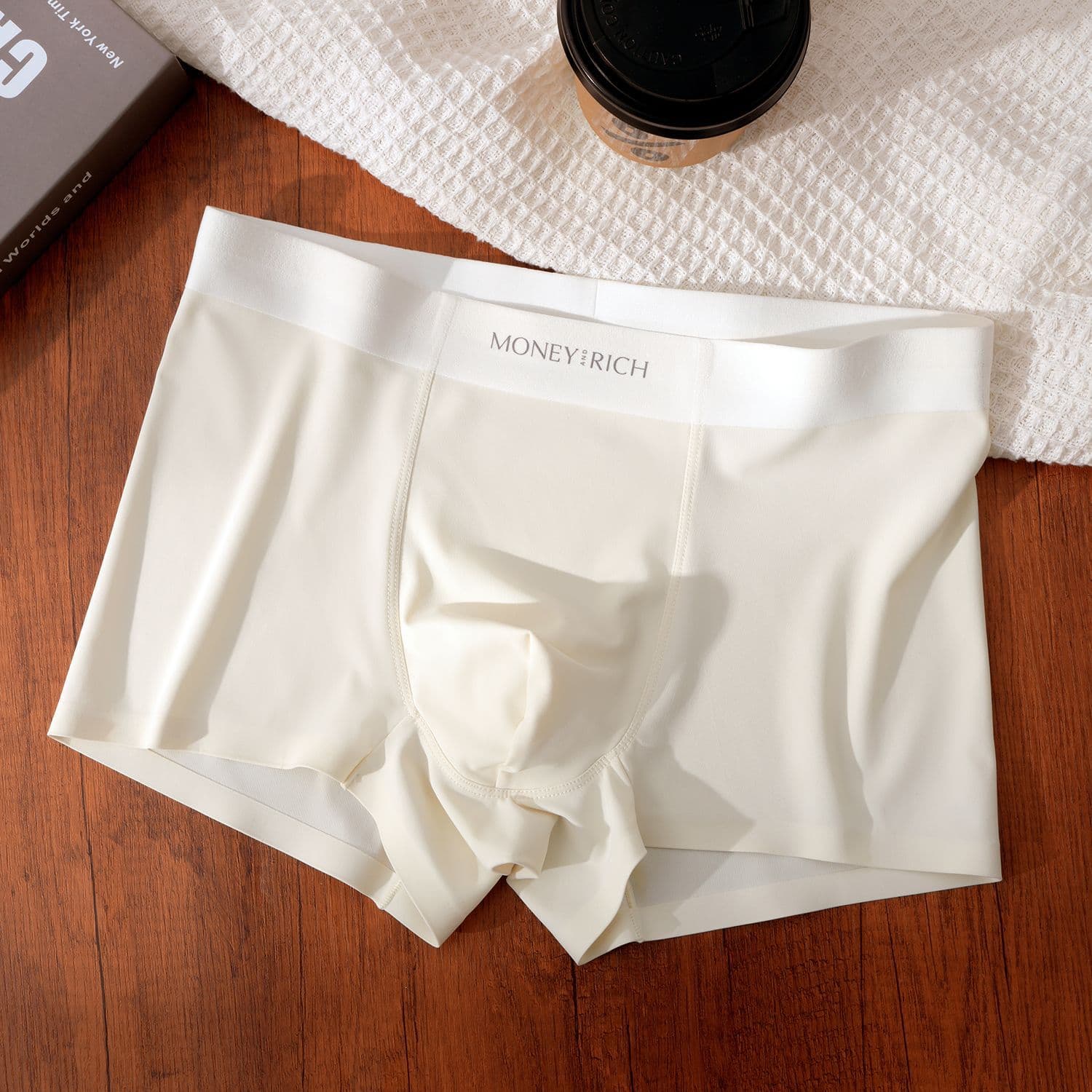 Double Skin Milk Men's Boxer Briefs Ice Silk Breathable Seamless Cool Antibacterial Sexy Four-Corner Shorts