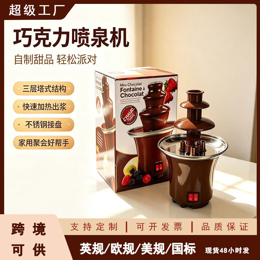 Cross-border Three-layer Chocolate Fountain Machine Mini DIY Home Melting Tower with Heating Small Chocolate Fountain Machine