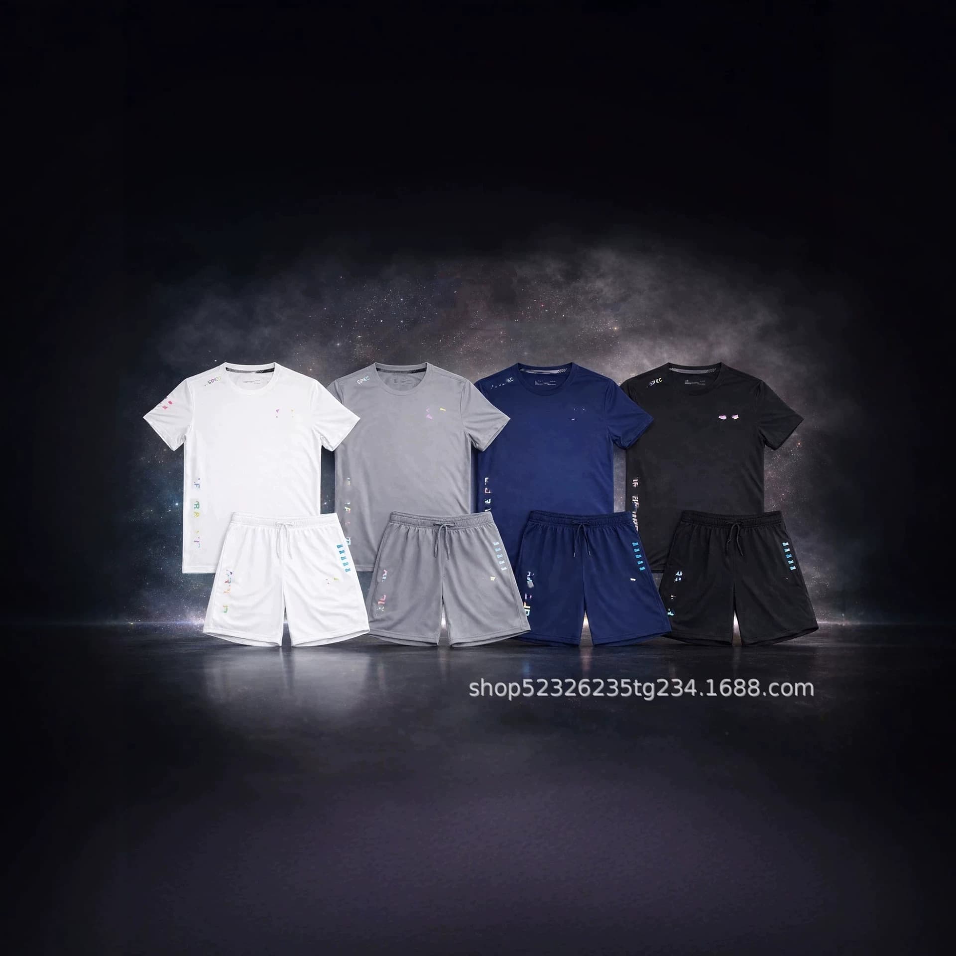 Cross-border spot summer sports quick-drying men's short-sleeved suit casual fitness basketball loose breathable quick-drying suit