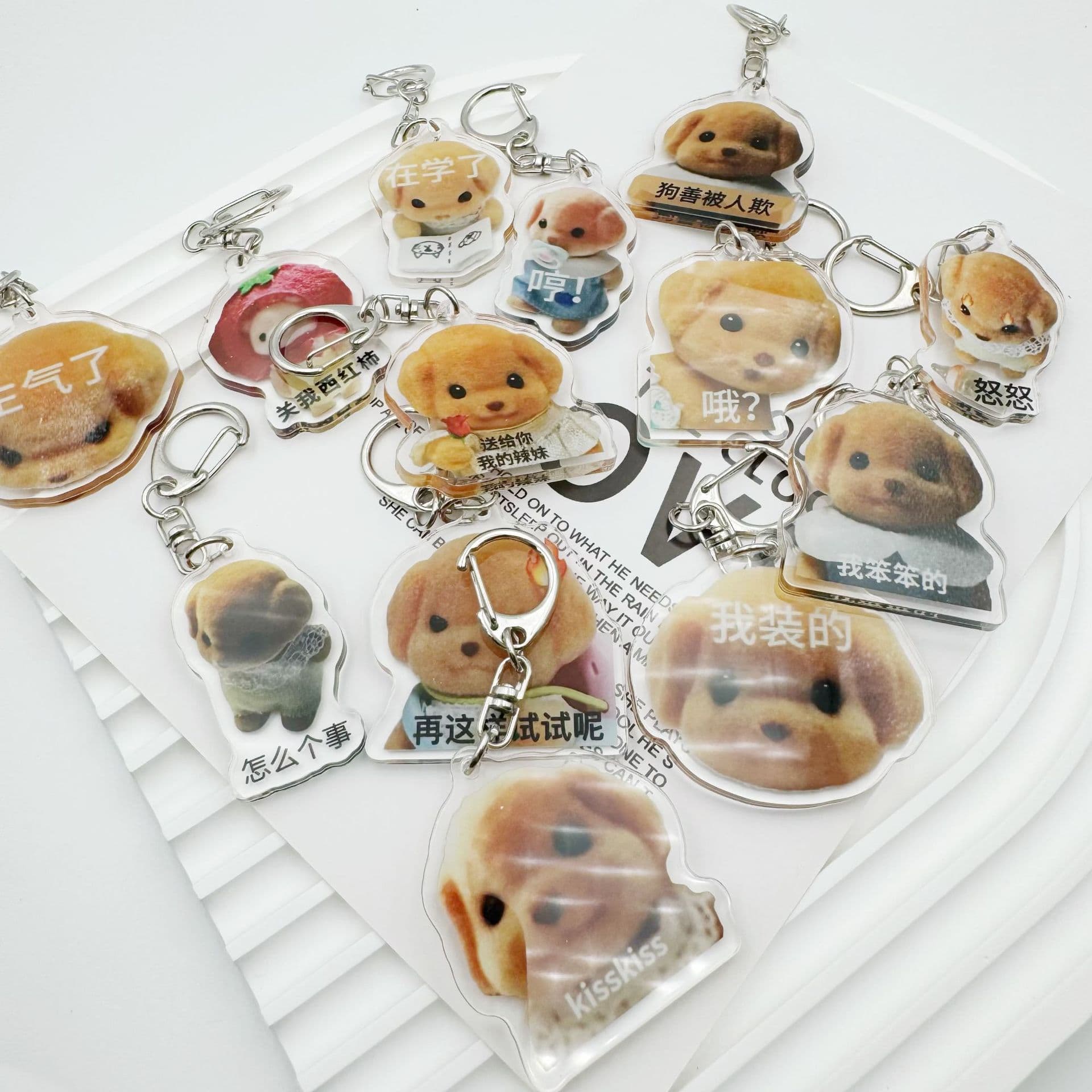 Adorable Acrylic Dog Keychain Creative School Bag Pendant Decoration Gift for Friends from Senbeier Family