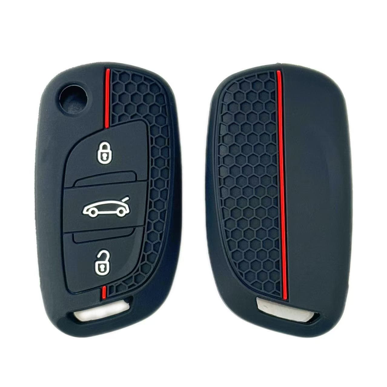 Silicone Key Case Cover for Peugeot 307 Honeycomb Pattern 5008/408 Citroen C5 C-Quatre C4 C-Quatre