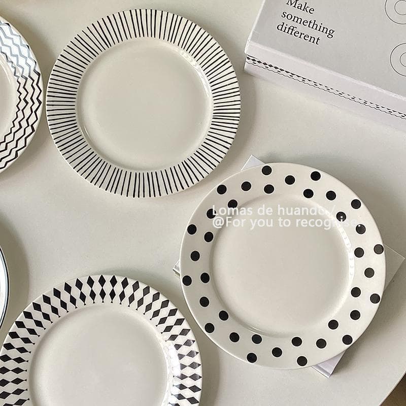 Hepburn Simple French Style Western Food Plate Ceramic Spaghetti Plate Breakfast Cake Inn Style Accompanied Gift Tableware