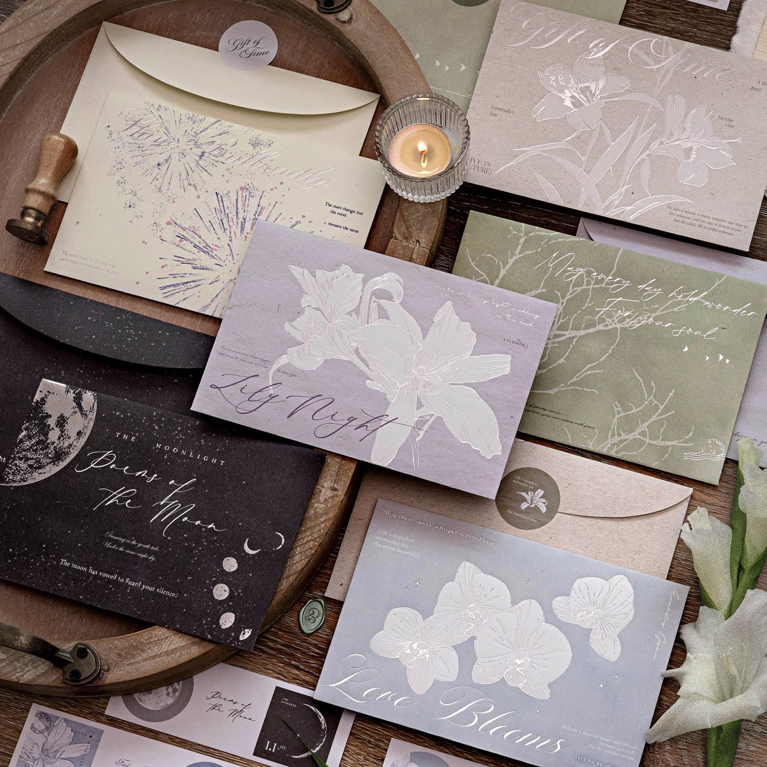 Cross-border Momo Hot Silver Envelope Everything Silent Like a Mystery Series Literary Theme Journal DIY Envelope 6 Styles