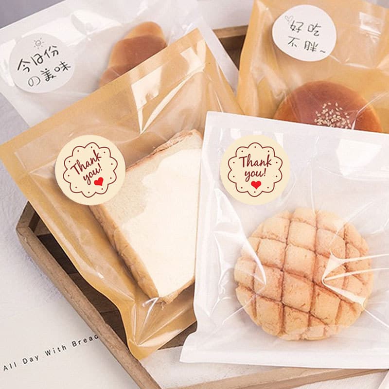 Half film paper bread bag, freshly baked bread bag, sandwich bag, kraft paper bag, baking packaging, heat sealable